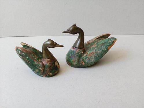 Oude eendjes. Hout/messing., Antiek en Kunst, Curiosa en Brocante, Ophalen of Verzenden