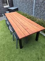 Tuintafel met stalen poten, Tuin en Terras, Tuintafels, Ophalen of Verzenden, Zo goed als nieuw, Rechthoekig
