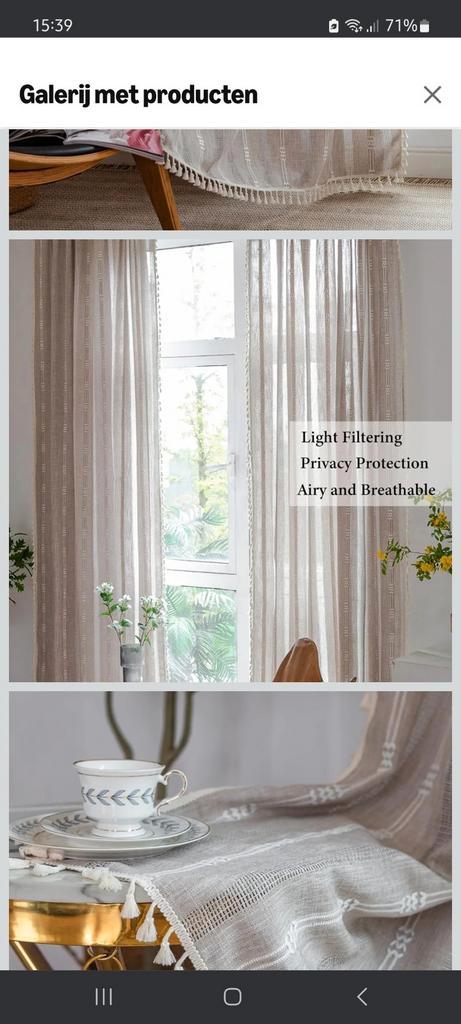 In Between Gordijnen, Huis en Inrichting, Stoffering | Gordijnen en Lamellen, Nieuw, 200 cm of meer, Beige, Ophalen of Verzenden