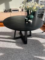 Tafel rond 130 cm zwart massief eiken, hoog 78 cm, Huis en Inrichting, Ophalen, Zo goed als nieuw, Vijf personen of meer, 100 tot 150 cm