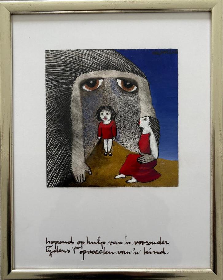 Ans Wortel gouache, Antiek en Kunst, Kunst | Schilderijen | Modern, Ophalen of Verzenden