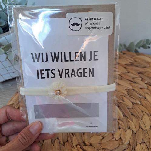 Kraskaart "wil je onze ringdrager zijn?" met haarbandje, Diversen, Wenskaarten, Nieuw, Ophalen of Verzenden