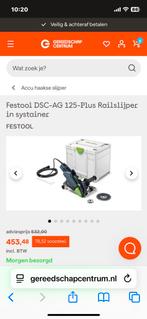 Te koop festool rail slijper 125 mm. Incl systainer, Ophalen of Verzenden, Zo goed als nieuw, Minder dan 700 watt, Haakse handslijpmachine
