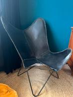 Zwart leren vlinder stoel, Huis en Inrichting, Stoelen, Ophalen, Zo goed als nieuw, Zwart, Eén
