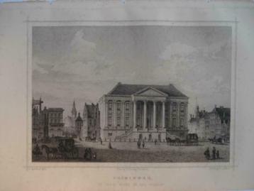 127 / Groningen Markt Stadhuis Staalgravure 1860 beschikbaar voor biedingen