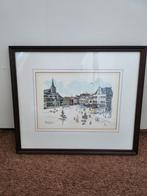 Gekleurde litho Jos van Dijk + biografie, Ophalen of Verzenden