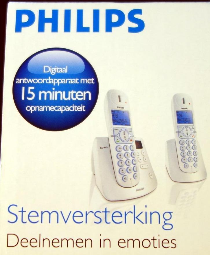 Duo draadloze telefoon. Philips CD 4453S/22 met DECT., Telecommunicatie, Vaste telefoons | Handsets en Draadloos, Gebruikt, 2 handsets