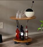 Mid Century Dranken Trolley - Stijlvol Serveren!, Huis en Inrichting, Tafels | Sidetables, Ophalen, Gebruikt, Rond, Minder dan 50 cm