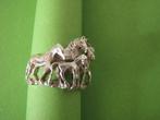 Mooie Sierlijke Zilveren Ring met Paarden, Sieraden, Tassen en Uiterlijk, Antieke sieraden, Verzenden, Zilver, Ring