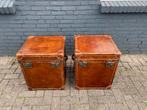Twee prachtige Chesterfield koffers bijzettafels cognac, Gebruikt, Ophalen of Verzenden, 75 cm of meer, 60 cm of meer