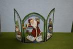 Vintage kerst drieluik metalen frame met kerstman, sneeuwpop, Ophalen of Verzenden, Gebruikt