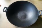 Wokpan Gietijzer 36cm., Ophalen of Verzenden, Gebruikt, Gietijzer, Wok