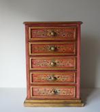 MINI ladekast Tafelmodel handbeschilderd bloemen hoogte 53cm, Minder dan 50 cm, Gebruikt, 5 laden of meer, Ophalen of Verzenden