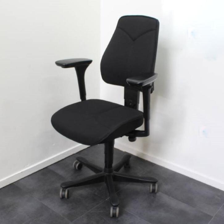 Kinnarps 6000 Free Float bureaustoel, Zwart gestoffeerd, Huis en Inrichting, Bureaustoelen, Gebruikt, Bureaustoel, Zwart, Ergonomisch
