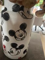 Unieke Mickey Mouse Decoupage Vaas, Huis en Inrichting, Overige materialen, Gebruikt, Wit, Ophalen of Verzenden
