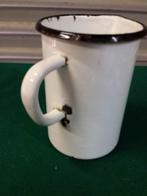 Melkkan, emaille, vintage, 1 liter met tekst: voor huishoude, Verzamelen, Ophalen of Verzenden