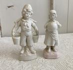 2x Brocante ouds beeldje - beeldjes / Biscuitporselein, Ophalen of Verzenden