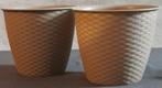 2 Stuks Paragon Plastics Ltd. Beige Bloempot, Kunststof, Rond, Zo goed als nieuw, Tuin