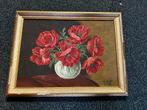 Klaprozen papavers vaas schilderij gesigneerd 1946 E. Groff, Antiek en Kunst, Kunst | Schilderijen | Klassiek, Ophalen of Verzenden