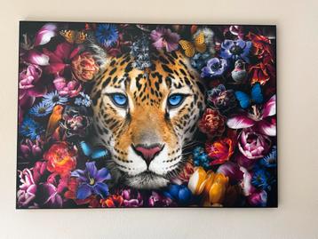 Luipaard Print met Bloemen b:141cm h:100cm beschikbaar voor biedingen