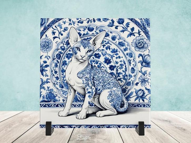 Sphynx Delfts Blauw tegel incl voet, Huis en Inrichting, Woonaccessoires | Overige, Nieuw, Ophalen of Verzenden
