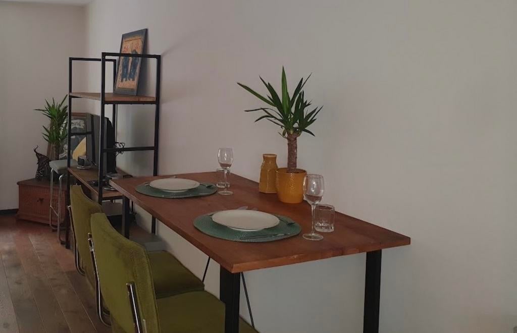 Bartafel Mango Hout met Stalen U-Poot, Huis en Inrichting, Tafels | Eettafels, Ophalen, 100 tot 150 cm, Nieuw, 50 tot 100 cm