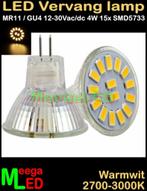 LED MR11 GU4 LEDspot LEDlamp 4W - 15x SMD5733 - Warmwit, Huis en Inrichting, Lampen | Losse lampen, Nieuw, Bipin of Steekvoet