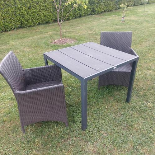Tuinset tuintafel en 2 tuinfauteuils tuinstoelen, Tuin en Terras, Tuinsets en Loungesets, Gebruikt, Tuinset, 2 zitplaatsen, Eettafel