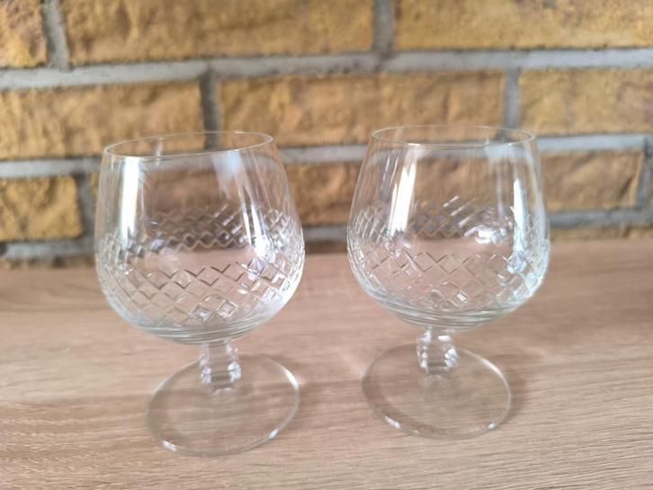 Vintage Geslepen Brandy/Cognac Glazen – Stijlvol Ontwerp, Antiek en Kunst, Antiek | Glas en Kristal, Ophalen of Verzenden