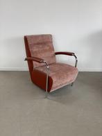 2x Leolux Scylla Fauteuil Hoog Roestbruin Gemêleerd + Leer
