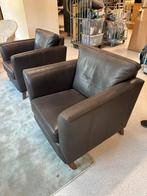 Lederen Fauteuils en Bank - Gebruikt, Huis en Inrichting, Fauteuils, Ophalen, Gebruikt, Leer, 75 tot 100 cm