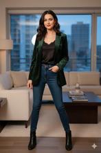 jasje geisha/groen fluweel, Kleding | Dames, Geisha, Verzenden, Zo goed als nieuw, Jasje