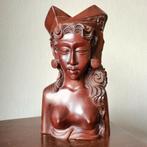 Bali, Indonesië, buste Balinese schone, houten beeld, Antiek en Kunst, Ophalen of Verzenden