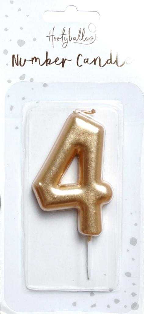 Nummer Kaars - Goud 4 - 6cm, Hobby en Vrije tijd, Feestartikelen, Nieuw, Versiering, Overige, Verzenden