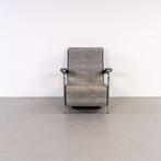 2x Leolux Scylla Fauteuil Hoog + Hocker Grijs Gemêleerd Stof, Niet ingevuld, Leer, Niet ingevuld, 75 tot 100 cm