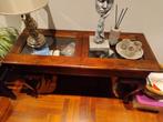 Houten side table, Huis en Inrichting, Tafels | Sidetables, Ophalen, Gebruikt, 100 tot 150 cm, Glas