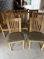 Massief eiken eetkamerstoelen, Huis en Inrichting, Ophalen of Verzenden, Gebruikt, Bruin, Vijf, Zes of meer stoelen