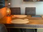 Houten Tafel + 4 Leren Stoelen - Zelf Afhalen, Ophalen, Gebruikt, 50 tot 100 cm, 150 tot 200 cm