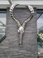 Zilveren Skull Wanddecoratie - 100cm Hoog, Ophalen