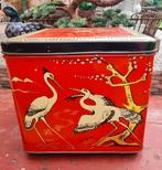 Brocant oosters theeblik kraanvogels, Verzamelen, Blikken, Ophalen of Verzenden, Gebruikt, Overige, Overige merken
