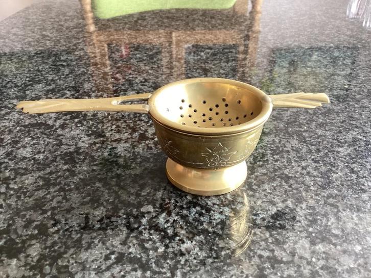 Theezeefje, messing, koper, vintage, Antiek en Kunst, Antiek | Bestek, Ophalen