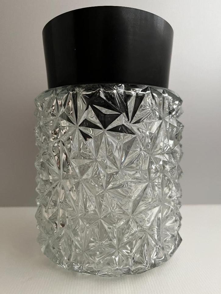 Vintage klein langwerpig model plafonnière, Huis en Inrichting, Lampen | Plafondlampen, Zo goed als nieuw, Glas, Kunststof, Ophalen of Verzenden