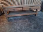massief eiken, Huis en Inrichting, Tafels | Sidetables, Ophalen, Gebruikt, 100 tot 150 cm, Rechthoekig