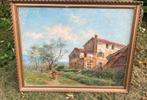 Klassiek schilderij landschap olieverf op doek, Antiek en Kunst, Ophalen