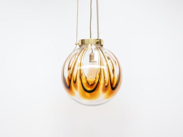 Grote vintage hanglamp | Kaiser Leuchten, Huis en Inrichting, Lampen | Hanglampen, Zo goed als nieuw, Minder dan 50 cm, Glas, Metaal