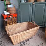 Franse brocante wasmand riet, Ophalen, Zo goed als nieuw, Rechthoekig, Riet