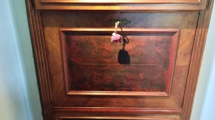 schitterende ladenkast / secretaire van mahonie of notenhout, Antiek en Kunst, Antiek | Meubels | Kasten, Ophalen