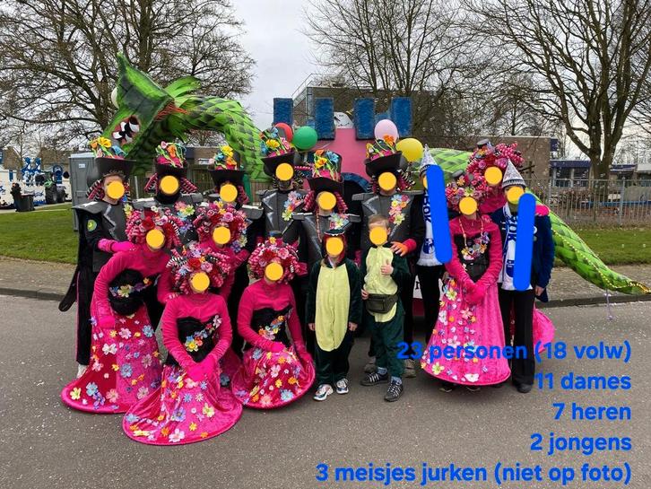 Carnavalskleding Loopgroep 18 volw 5 kind. Foam pruiken., Kleding | Dames, Carnavalskleding en Feestkleding, Gedragen, Kleding