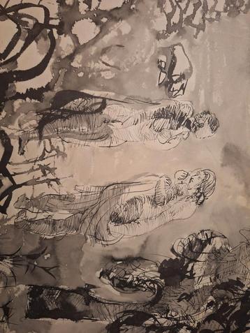 Inkttekening Naakten Ger Langeweg beschikbaar voor biedingen