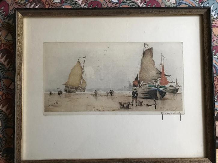 Aquarel van Rogier Hebbelinck, Antiek en Kunst, Kunst | Etsen en Gravures, Ophalen of Verzenden